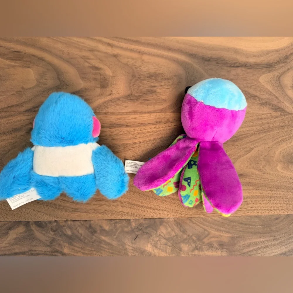 BARKBOX Small Dog Plush Toys Squeaky Octopus & Monkey Set Colorful